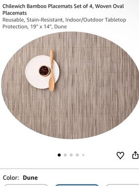 NEW in box Chilewich Bamboo Oval Woven Placemat in Dune (Set of 4) 14”x19.25”